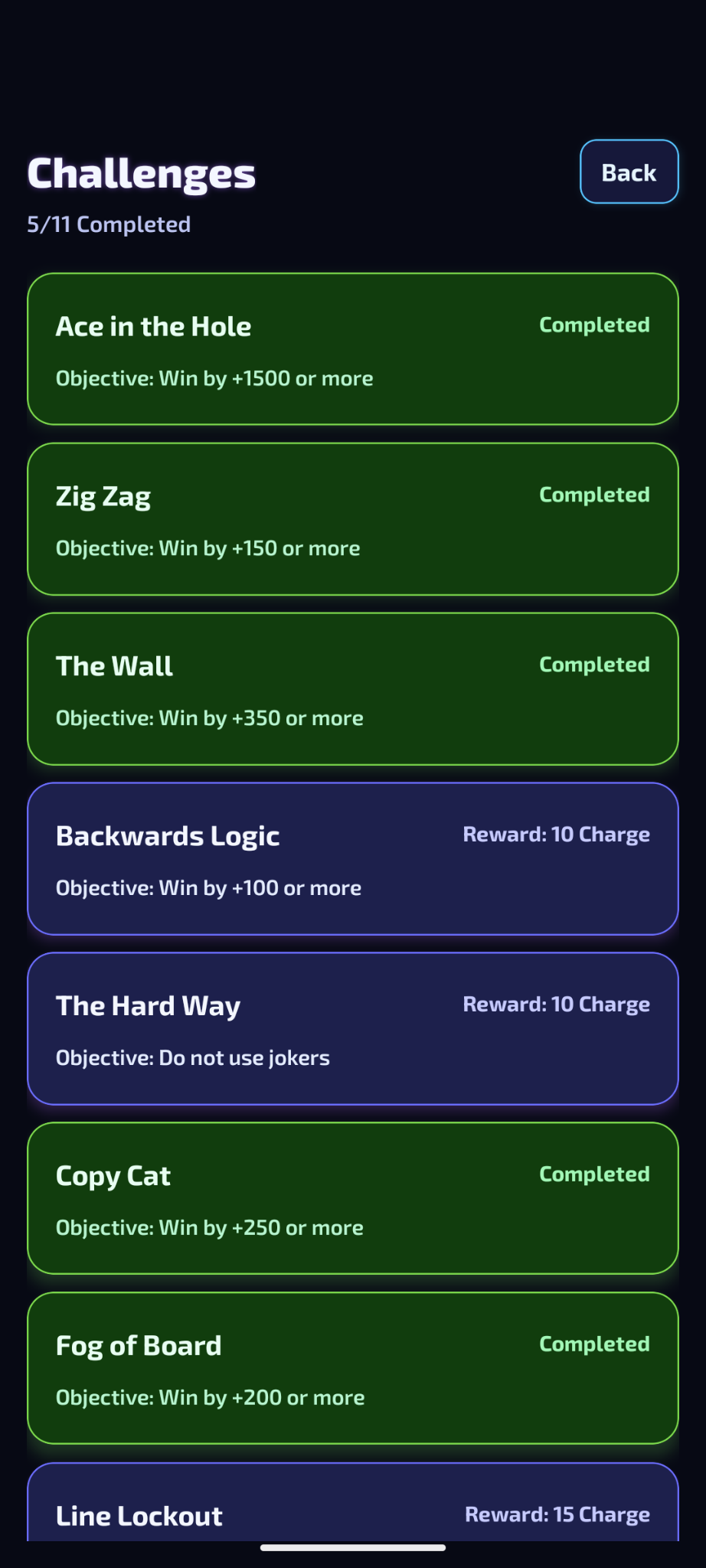 Royal Tactics challenge mode screen