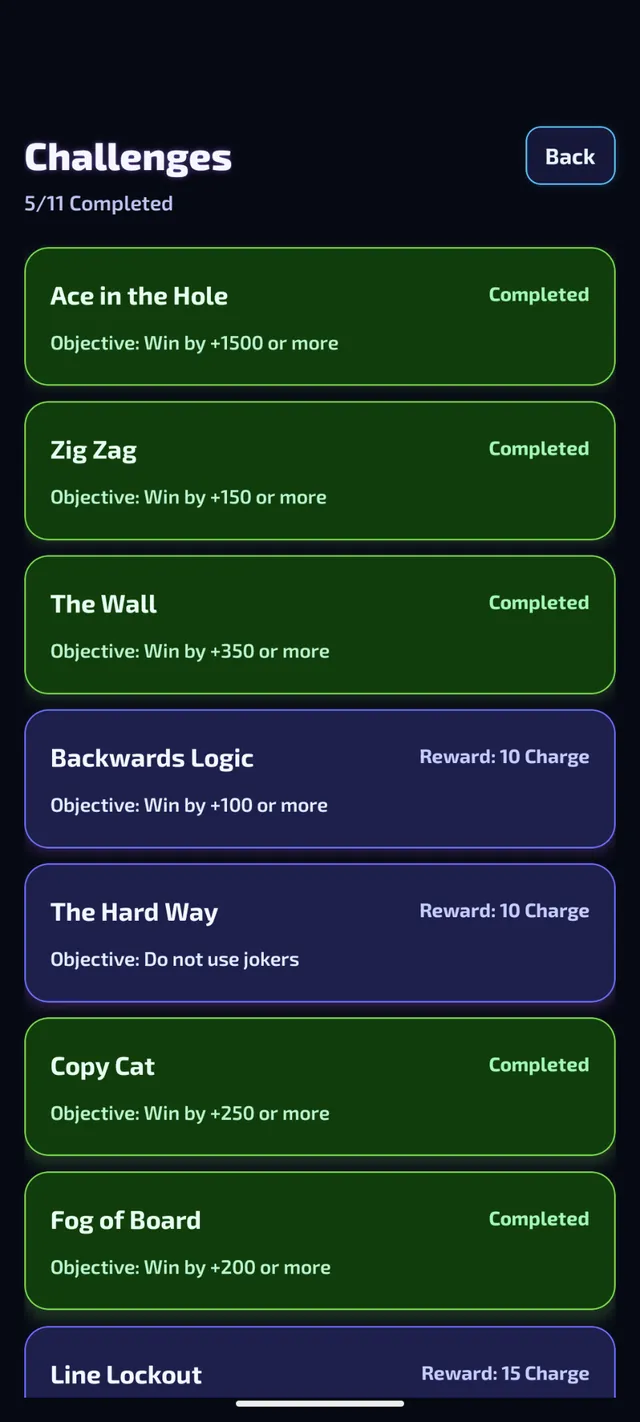 Royal Tactics challenge mode screen